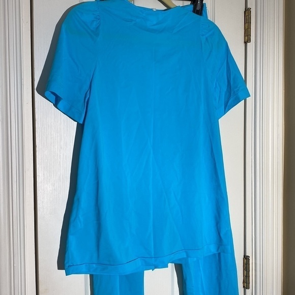 VINTAGE SHADOWLINE Sz 34  (Small) Turquoise Blue 100% Nylon Pajamas - Picture 3 of 6